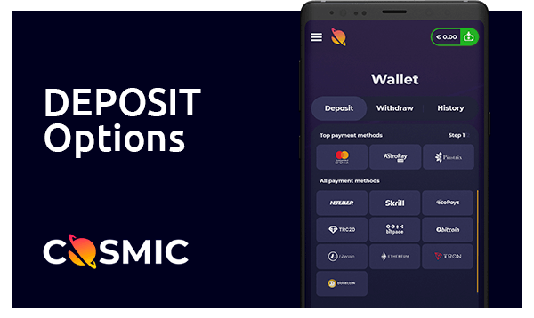 cosmicslot deposit options