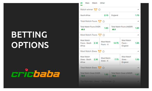 cricbaba betting options